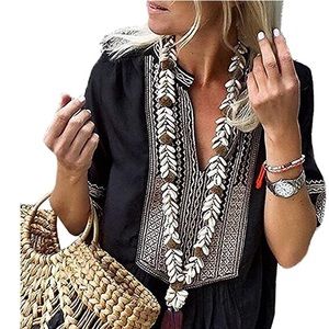 Boho embroidered short sleeve